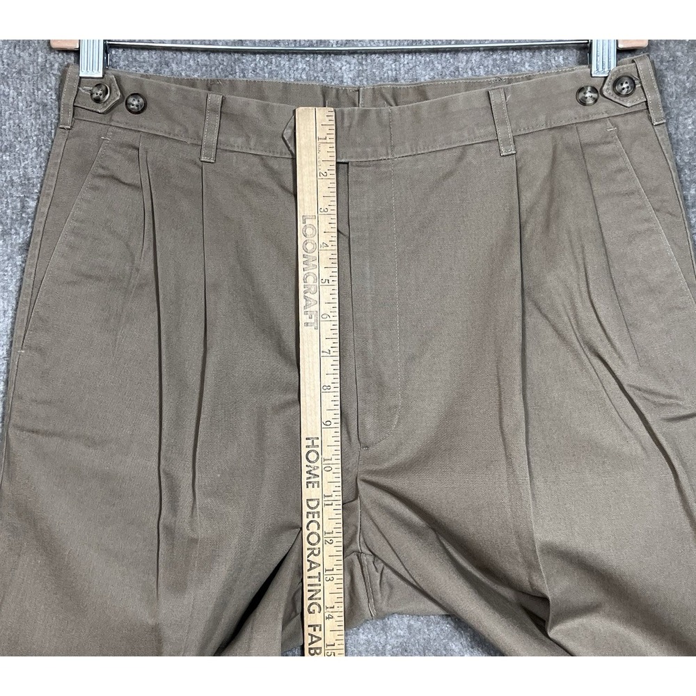 Vintage Haggar Casuals Pleated Chino Pants Men Sz 34x32 Brown Cotton Pockets USA - Picture 8 of 10